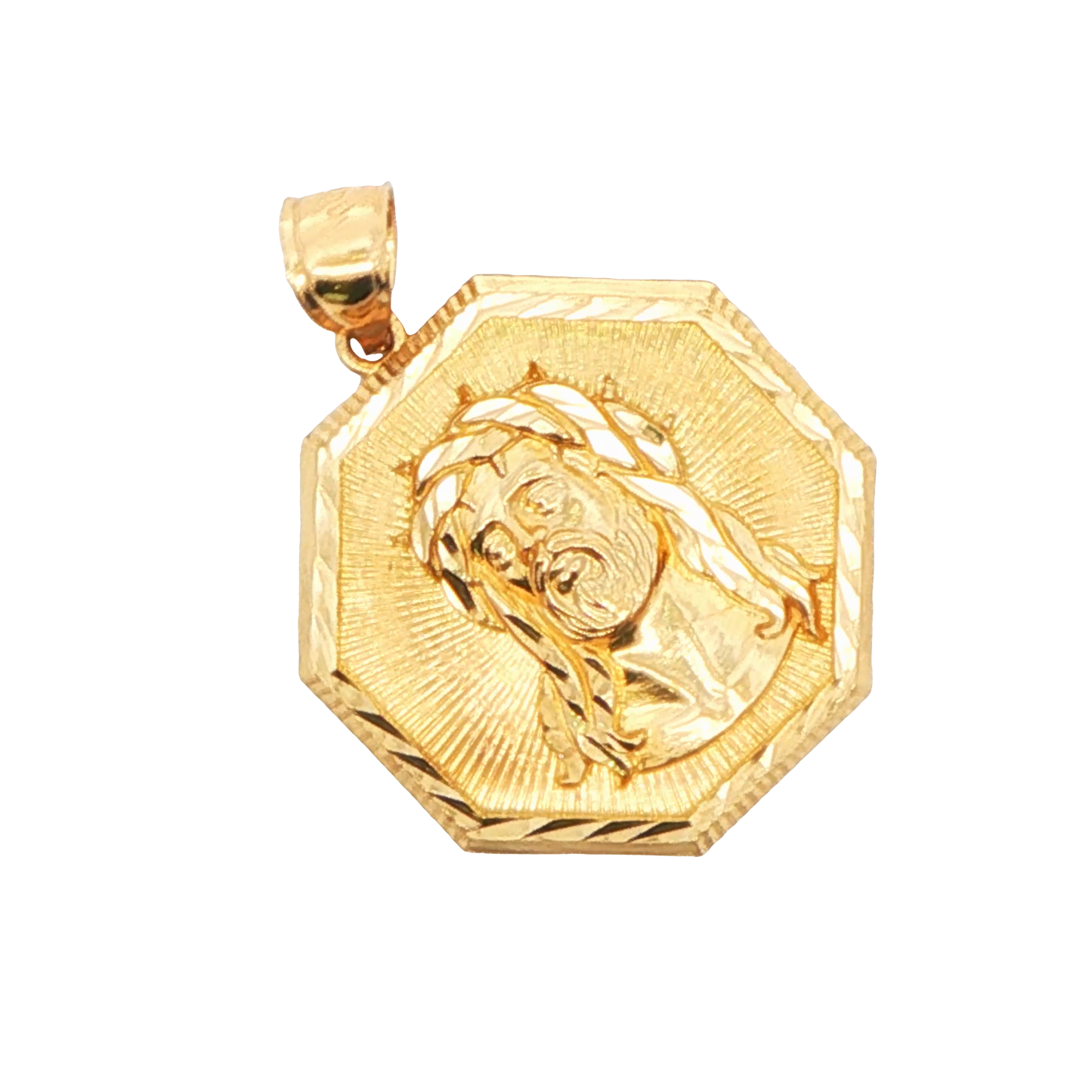14K YG JESUS IN OCTAGON PENDANT 5.5G