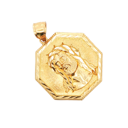 14K YG JESUS IN OCTAGON PENDANT 5.5G
