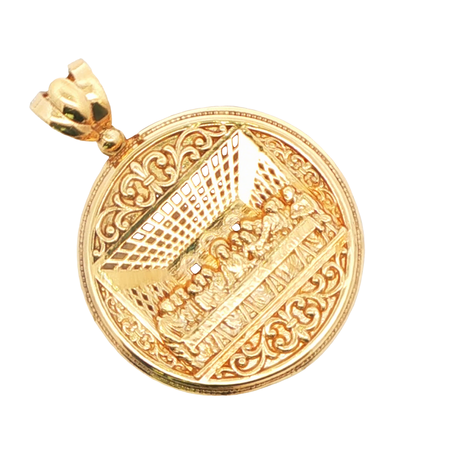 14K YG FIRST SUPPER ROUND MEDALLION PENDANT 8G