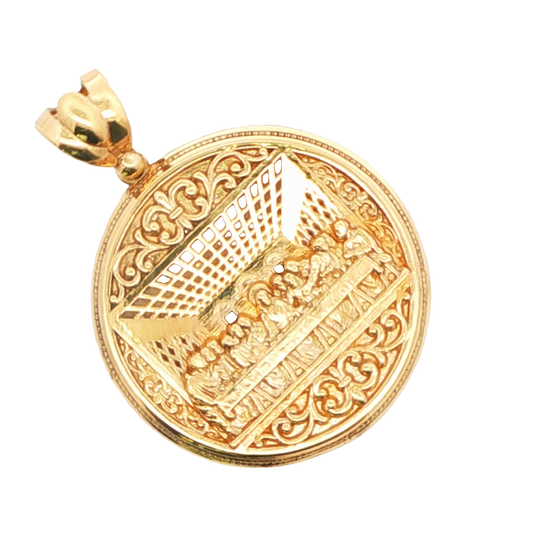 14K YG FIRST SUPPER ROUND MEDALLION PENDANT 8G