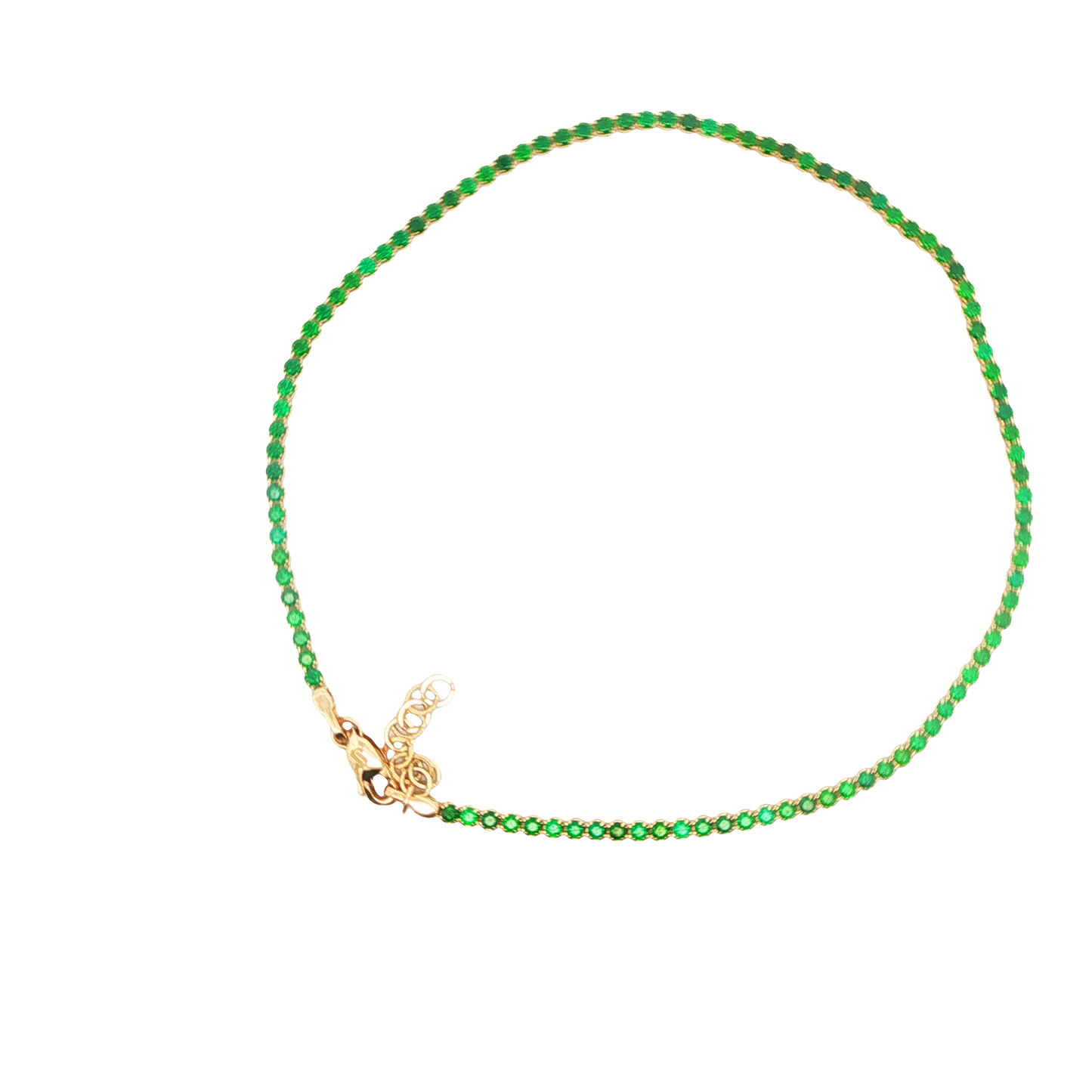Synthetic Green Emerald Stackable Anklet