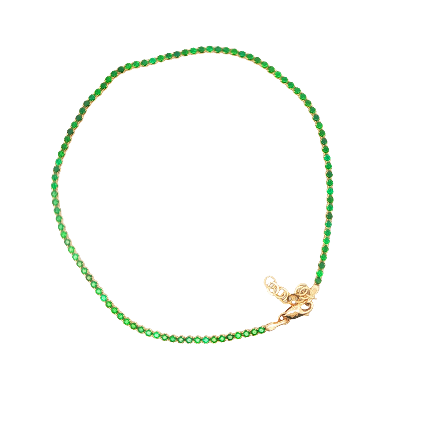 Synthetic Green Emerald Stackable Anklet