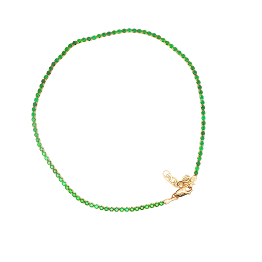 Synthetic Green Emerald Stackable Anklet