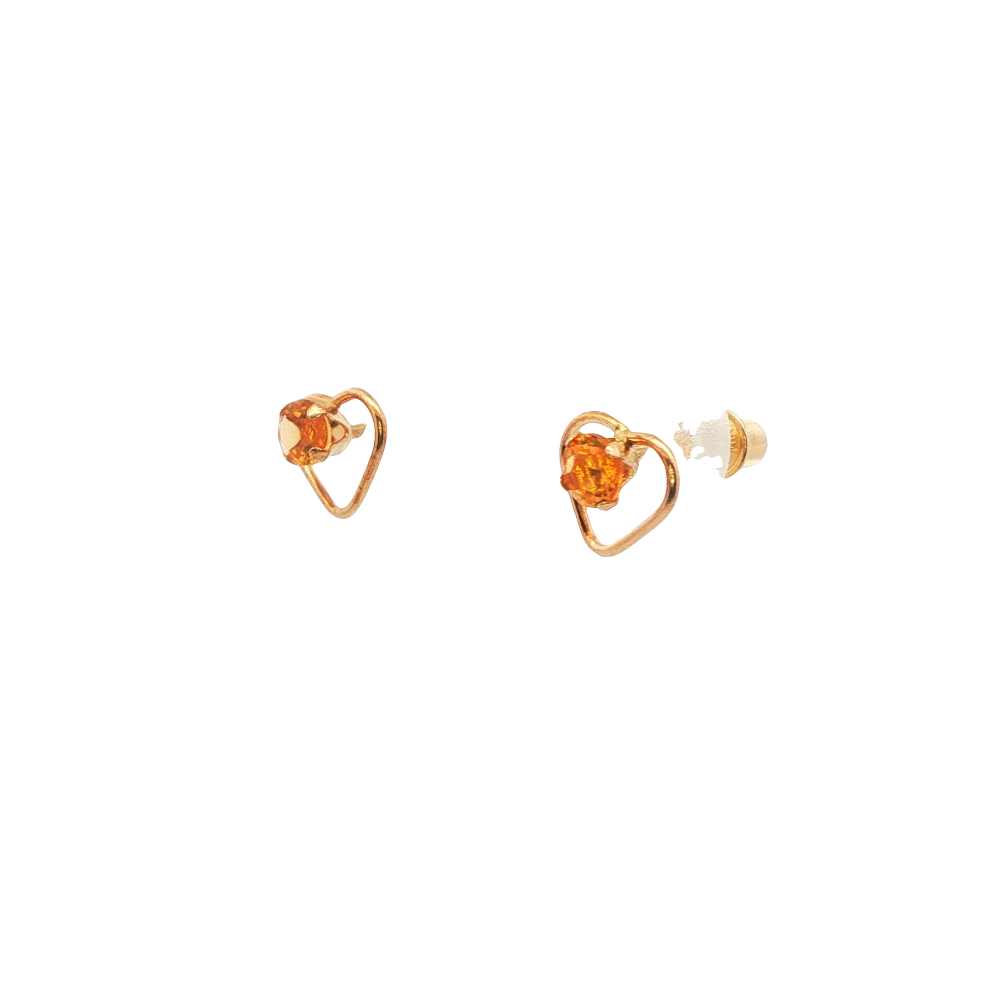 14K Gold Citrine Heart Earrings
