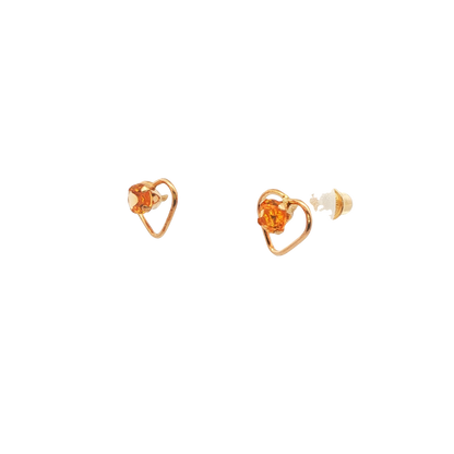 14K Gold Citrine Heart Earrings