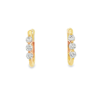 Three-Stone Diamond Hoop Earrings