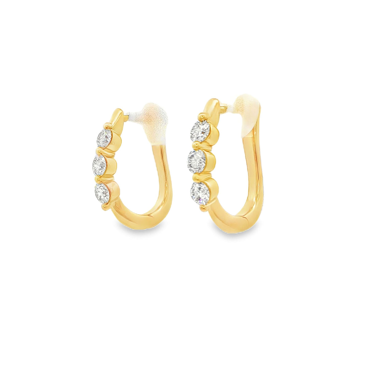 Three-Stone Diamond Hoop Earrings