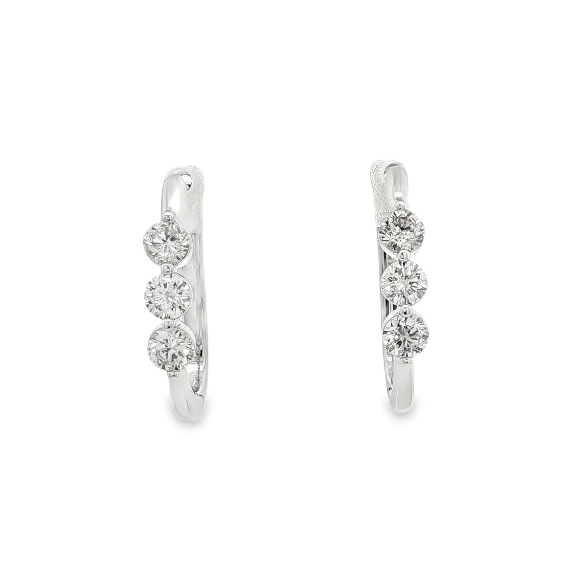 Three-Stone Hoop Earrings