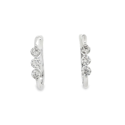 Three-Stone Hoop Earrings