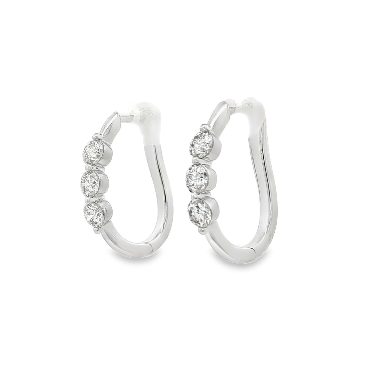 Three-Stone Hoop Earrings