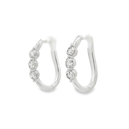 Three-Stone Hoop Earrings