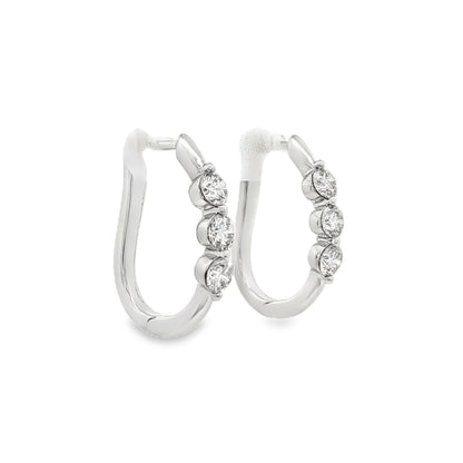 Three-Stone Hoop Earrings