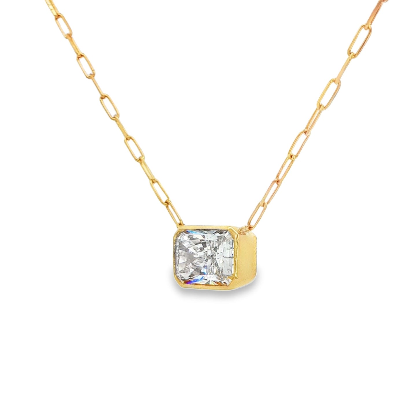 2 CT TW. Lab-Grown Radiant Diamond Solitaire Necklace