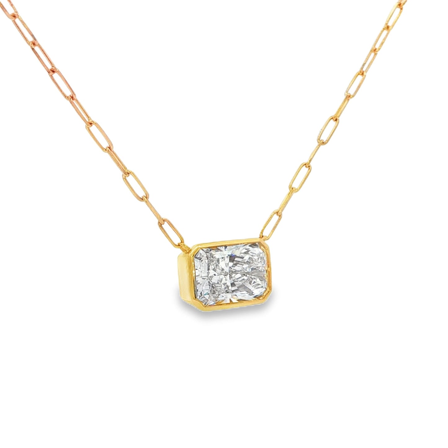 2 CT TW. Lab-Grown Radiant Diamond Solitaire Necklace
