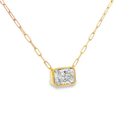 2 CT TW. Lab-Grown Radiant Diamond Solitaire Necklace