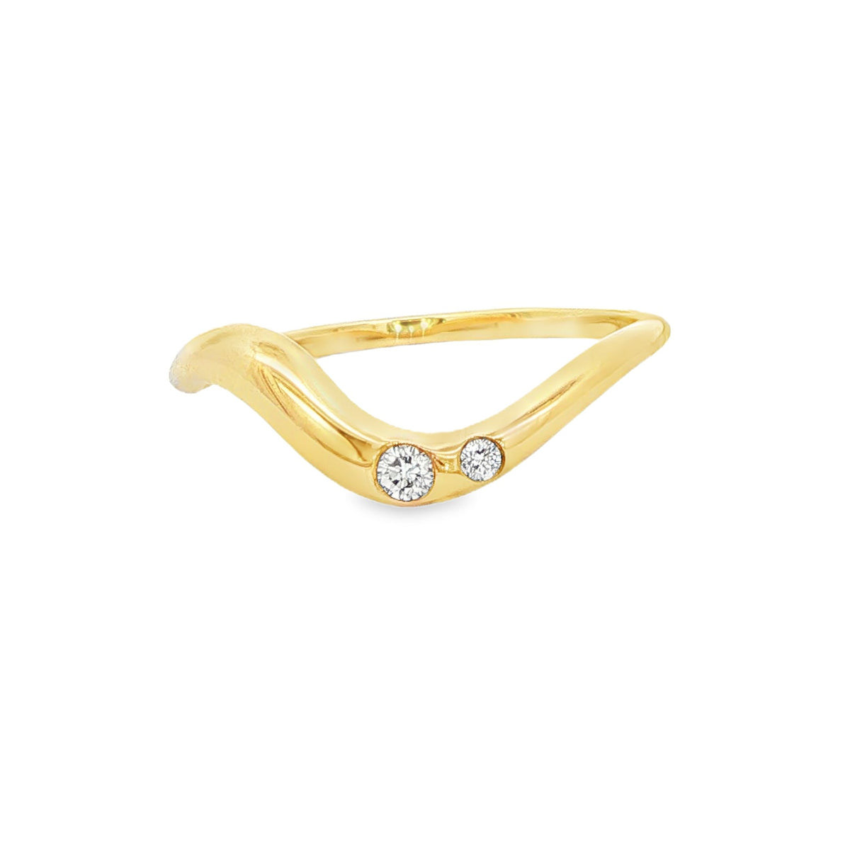 10K Yellow Gold Wave Diamond Ring