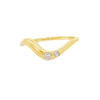 10K Yellow Gold Wave Diamond Ring