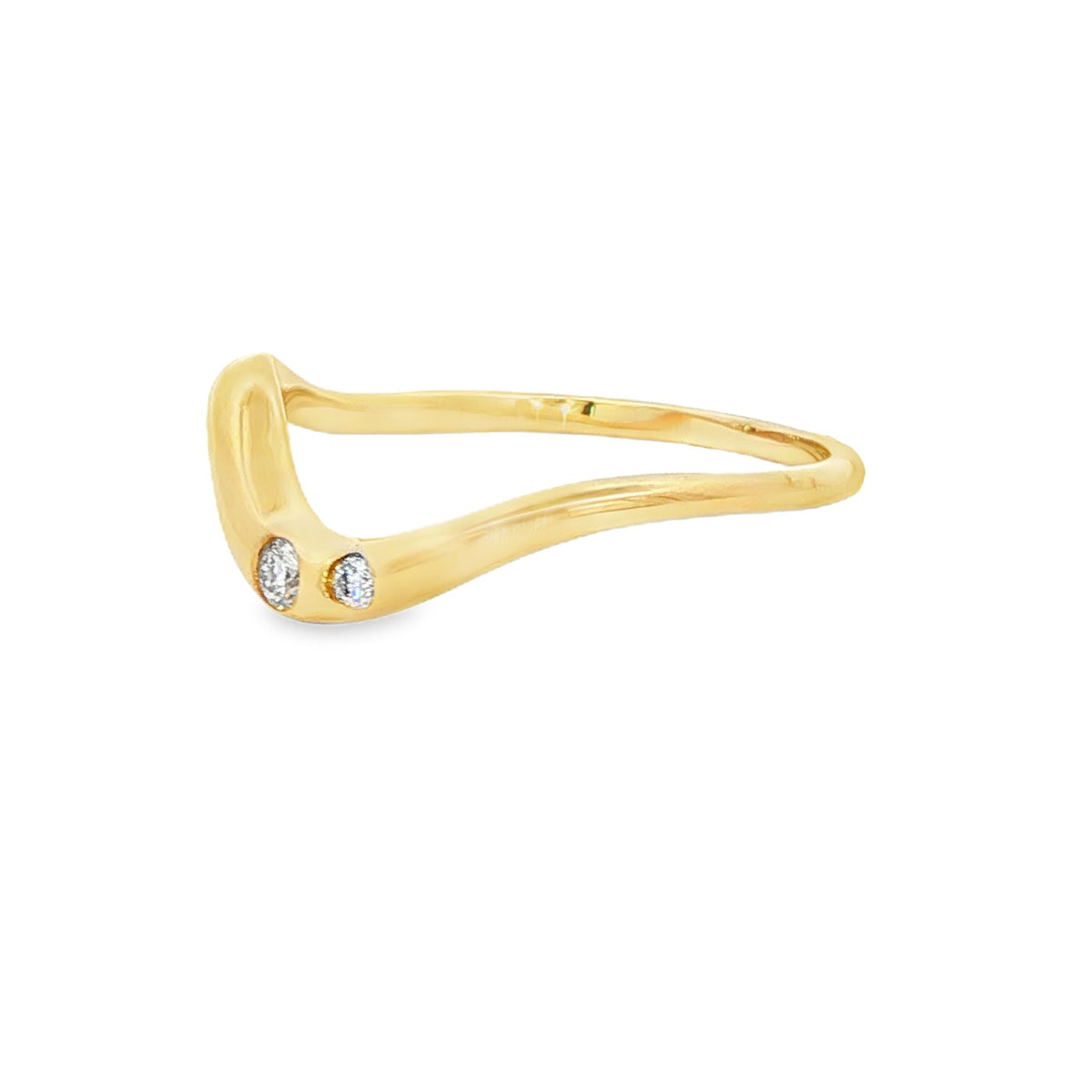 10K Yellow Gold Wave Diamond Ring