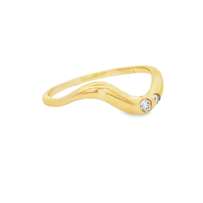 10K Yellow Gold Wave Diamond Ring