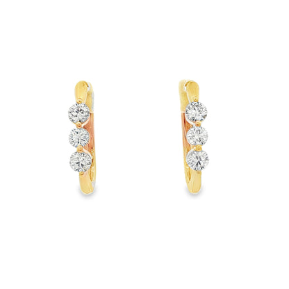 Three-Stone Diamond Hoop Earrings