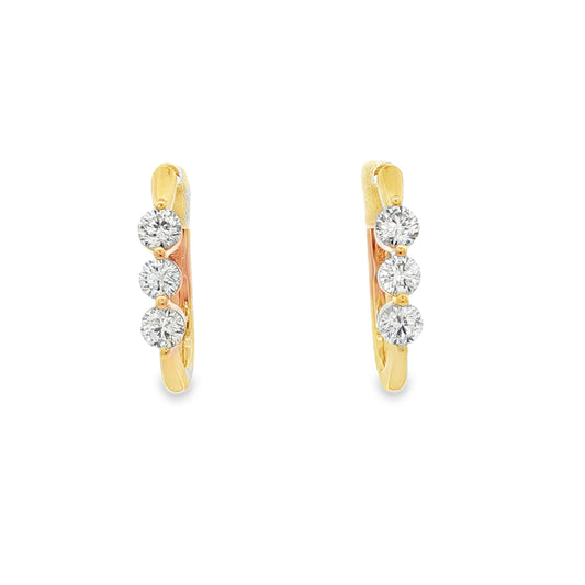 Three-Stone Diamond Hoop Earrings