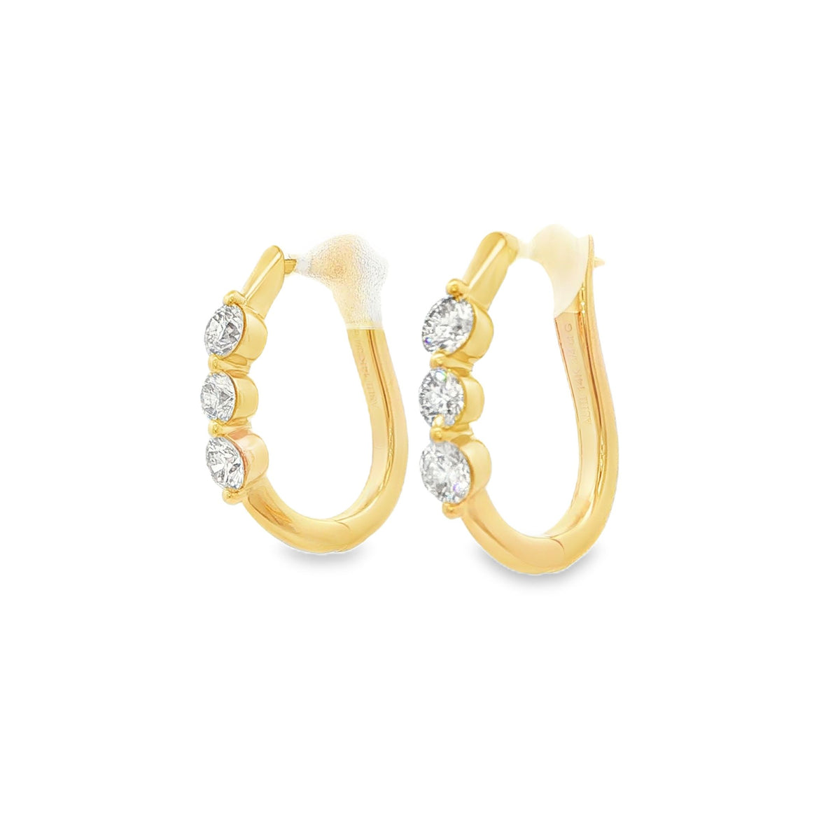 Three-Stone Diamond Hoop Earrings