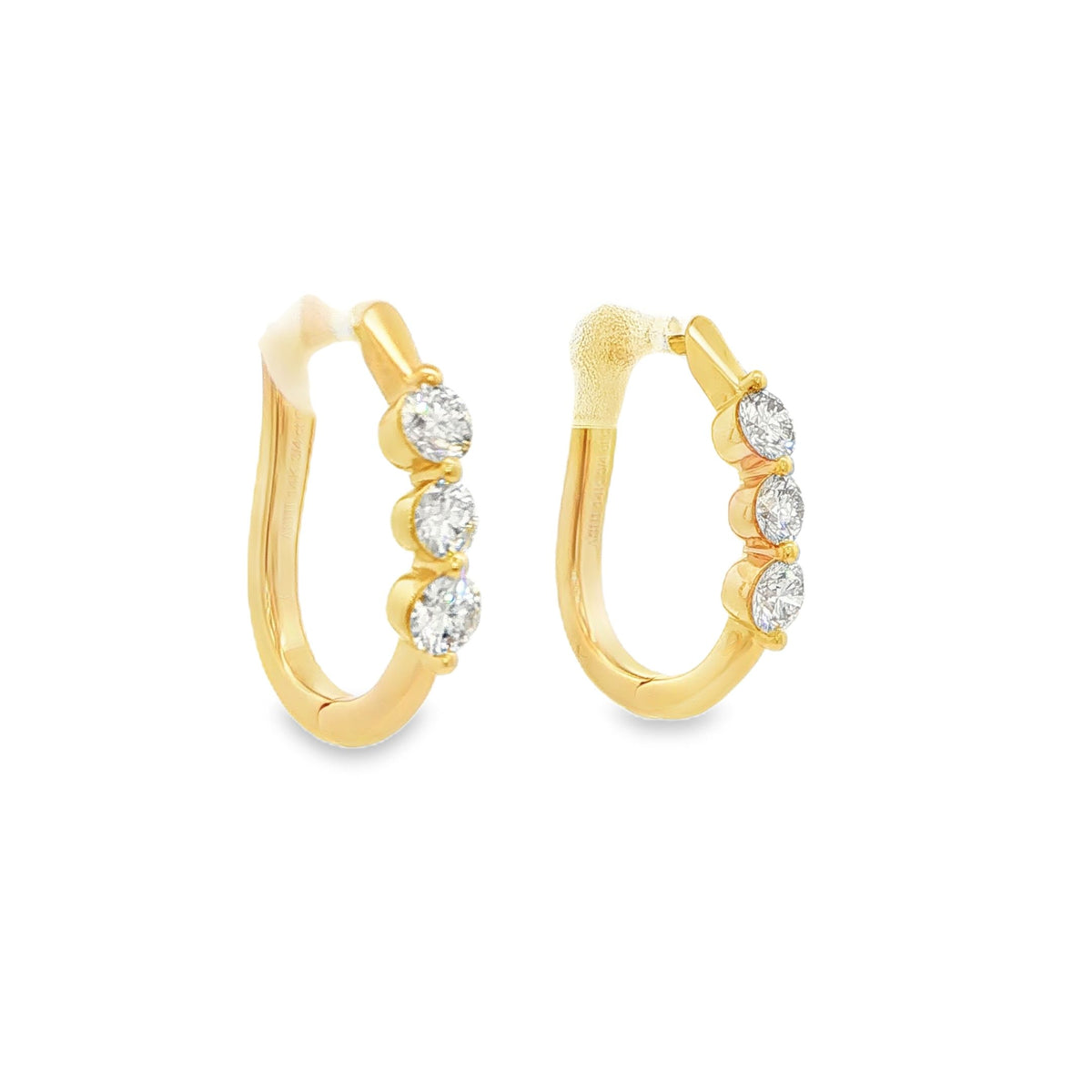Three-Stone Diamond Hoop Earrings