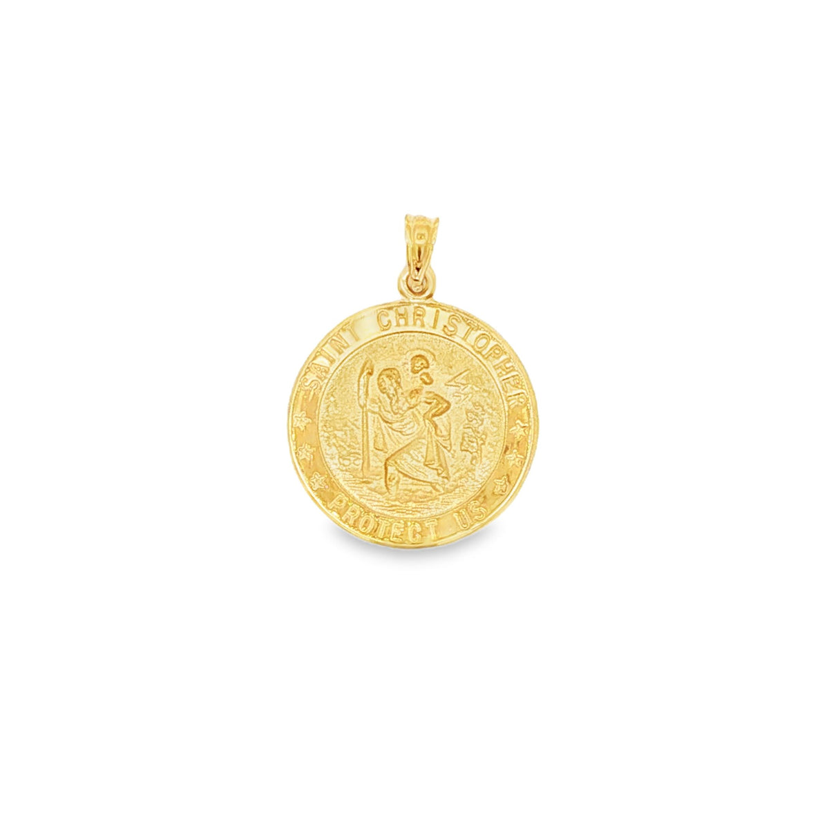 14K Yellow Gold St. Christopher Round Pendant