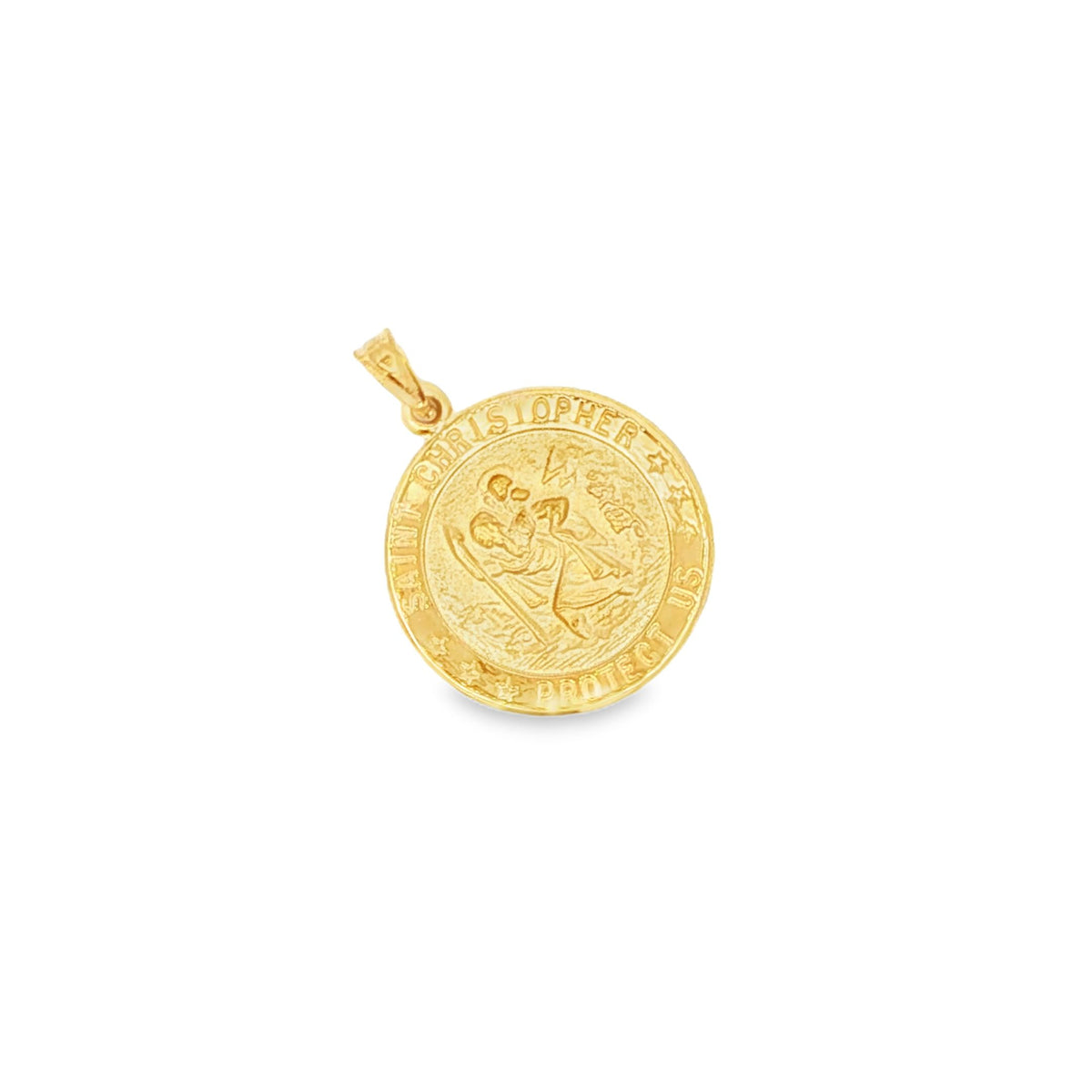 14K Yellow Gold St. Christopher Round Pendant