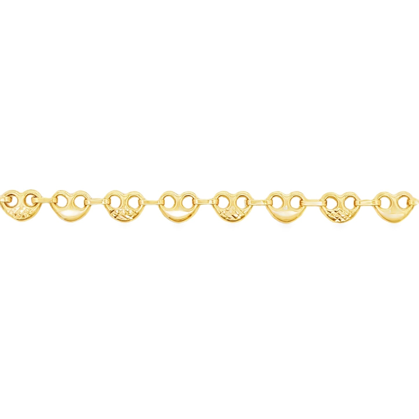 14K YG 7" HEART BRACELET 3.9G