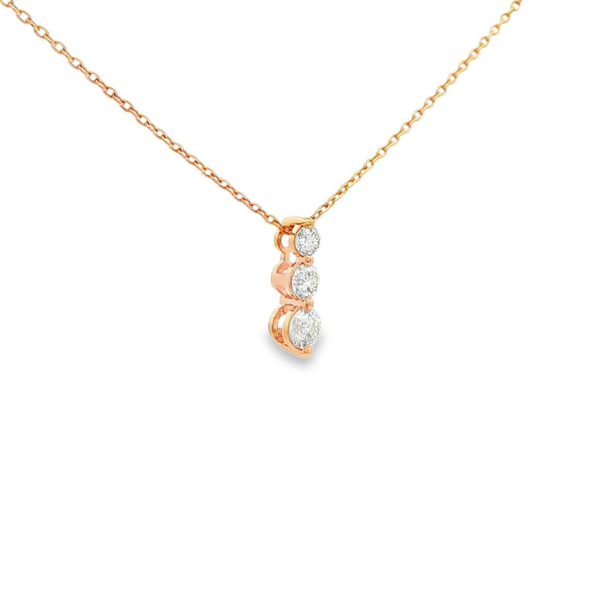 Three-Stone Snowman Diamond Pendant Necklace