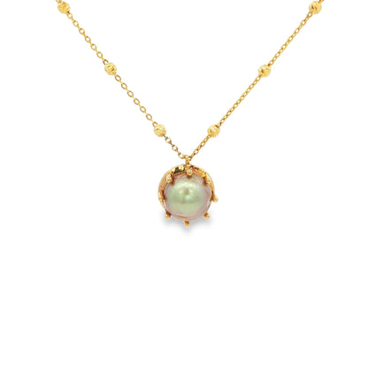 14K Yellow Gold Natural Pearl Pendant 