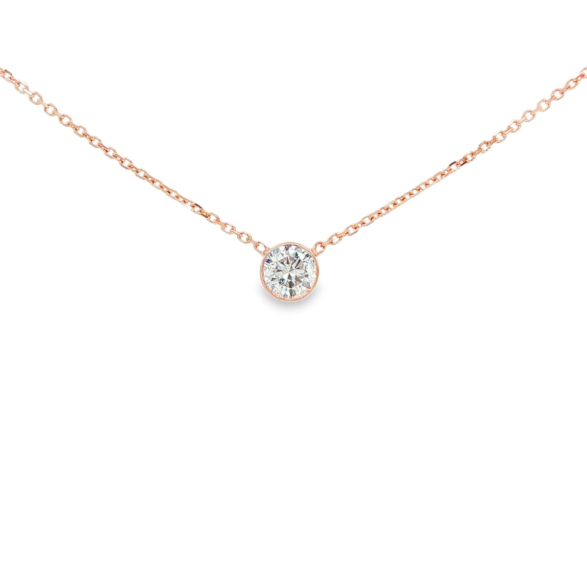 1/4 CTW Round Diamond Bezel Pendant Necklace