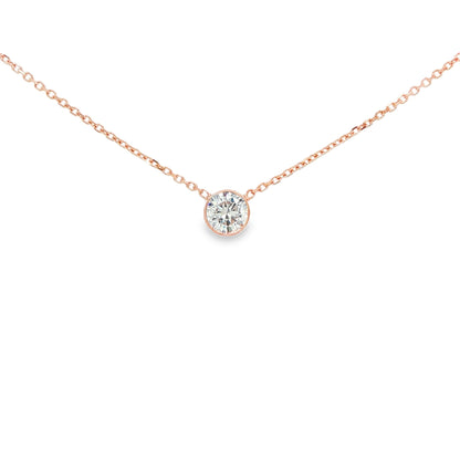 1/4 CT TW Lab-Grown Round Diamond Bezel Pendant Necklace