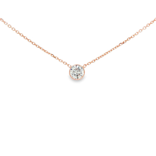 1/4 CT TW Lab-Grown Round Diamond Bezel Pendant Necklace