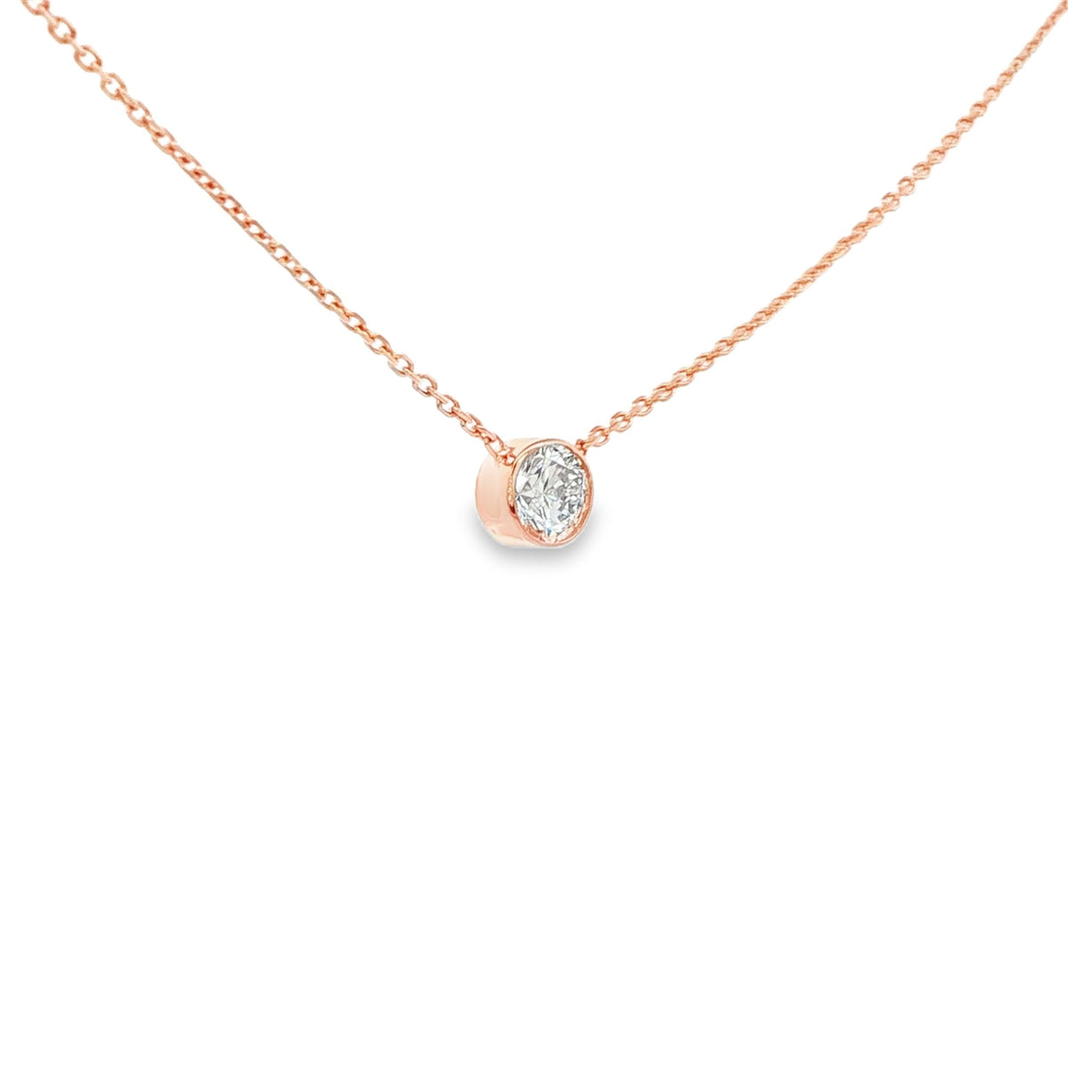 1/4 CTW Round Diamond Bezel Pendant Necklace