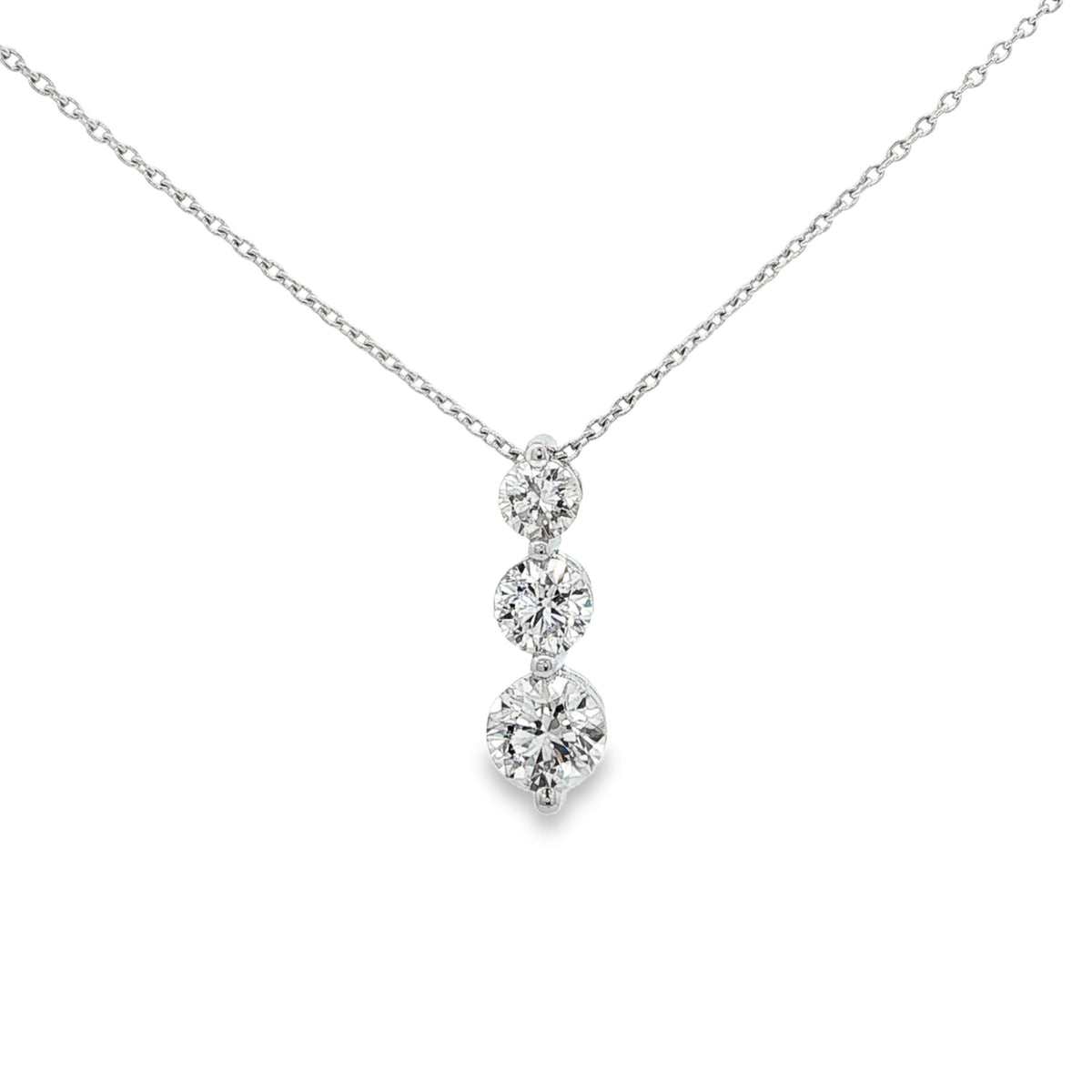 1.0 CTW Three-Stone Diamond Pendant Necklace