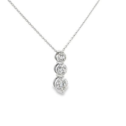 1.0 CTW Three-Stone Diamond Pendant Necklace