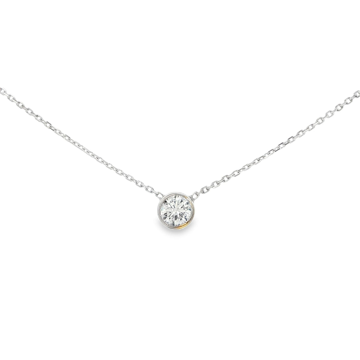 1/4 CTW Round Bezel Lab-Grown Diamond Pendant Necklace