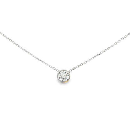 1/4 CTW Round Bezel Lab-Grown Diamond Pendant Necklace