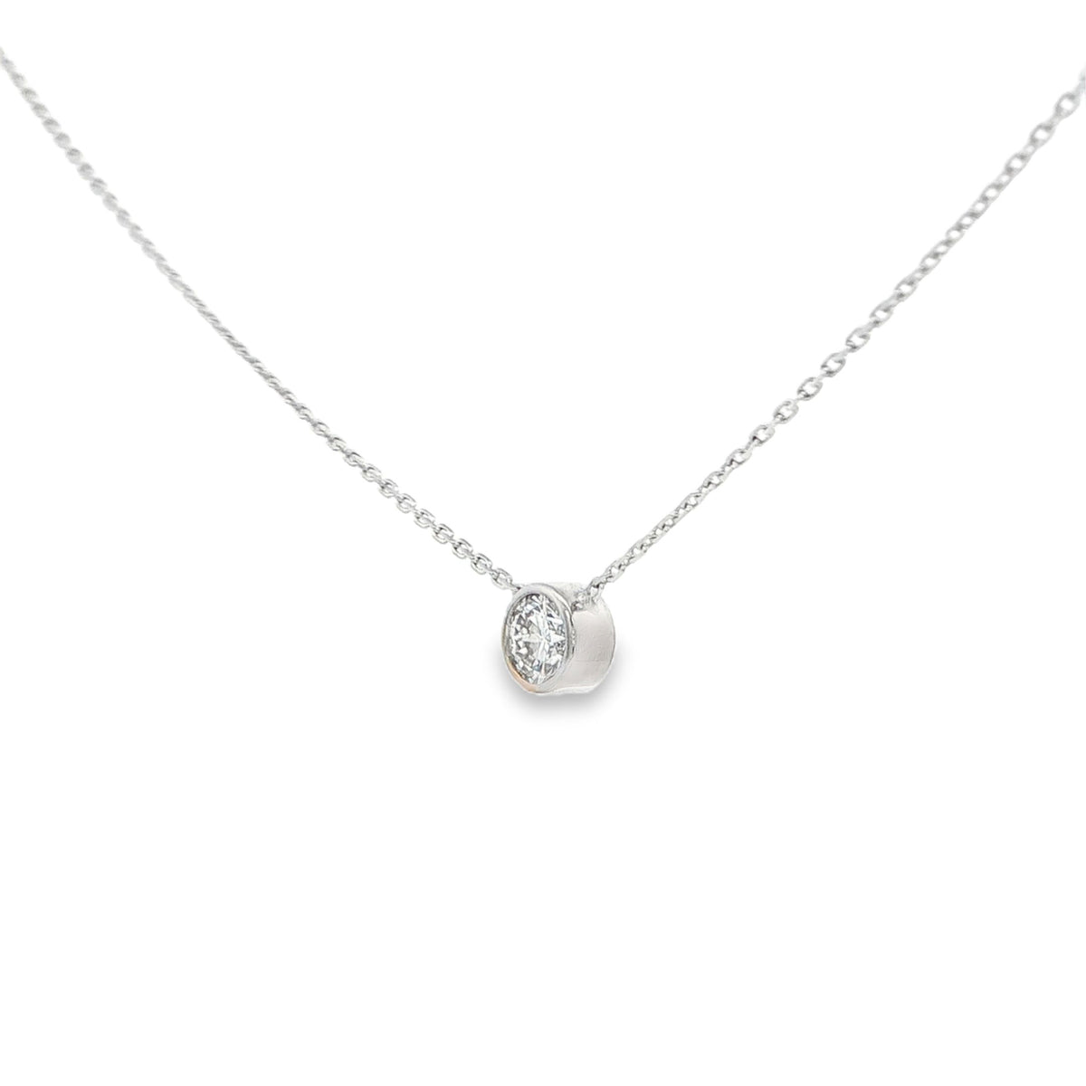1/4 CTW Round Bezel Lab-Grown Diamond Pendant Necklace