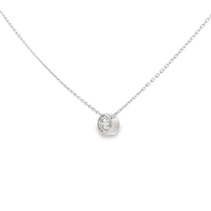 1/4 CTW Round Bezel Lab-Grown Diamond Pendant Necklace