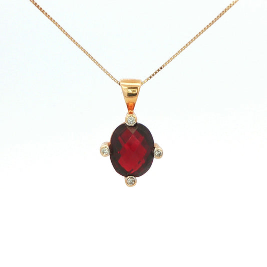 Rhodolite Garnet & Diamond Pendant Necklace