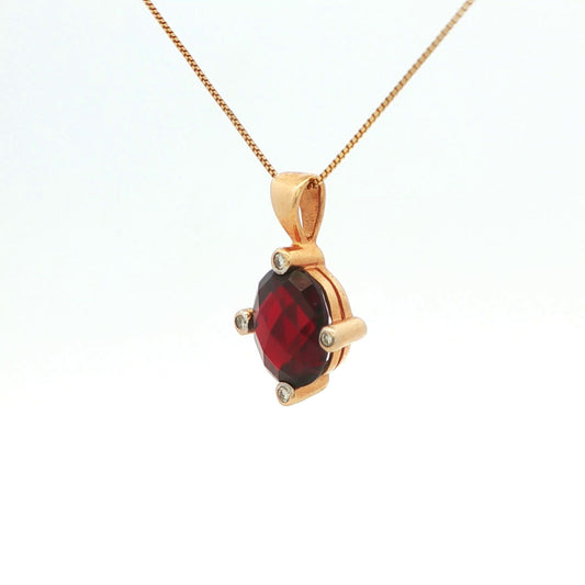 Rhodolite Garnet & Diamond Pendant Necklace