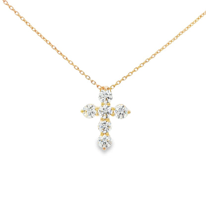 Six-Stone Cross Pendant Necklace