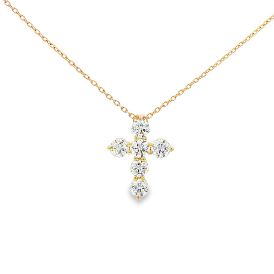 Six-Stone Cross Pendant Necklace