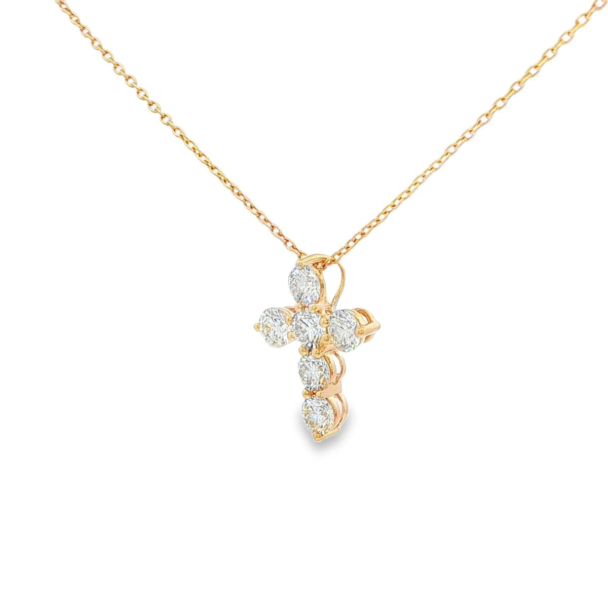 Six-Stone Cross Pendant Necklace