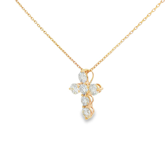 Six-Stone Cross Pendant Necklace
