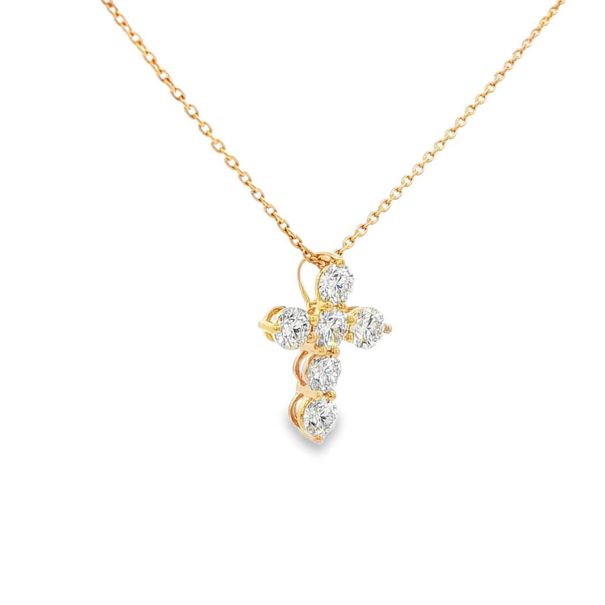 Six-Stone Cross Pendant Necklace