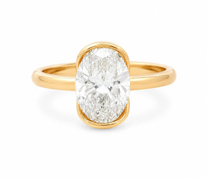 Oval Lab-Grown Diamond Half-Bezel Ring